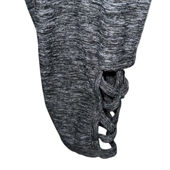 No Boundaries Womens XXL Black Heathered Leggings With Lace-Up Ankle Detail - Picture 3 of 7